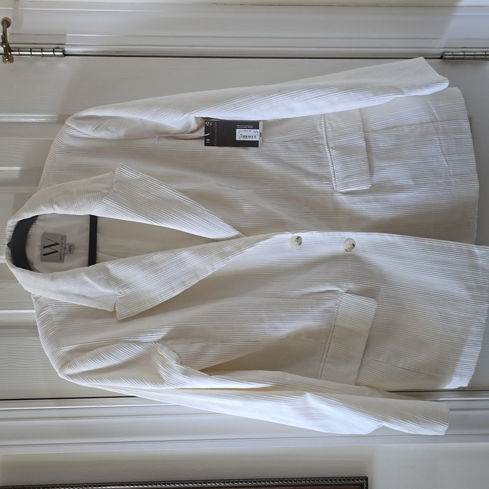 WORTHINGTON BRAND WOMEN'S PLUS SIZE WHITE CORDUROY BLAZER SIZE 16